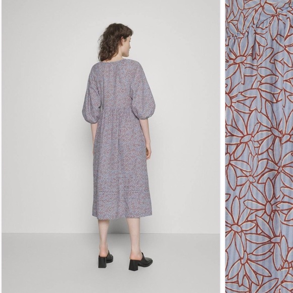 Madewell Mariana Puff Sleeve Midi Dress  In Dream-On Daisies - Picture 4 of 14